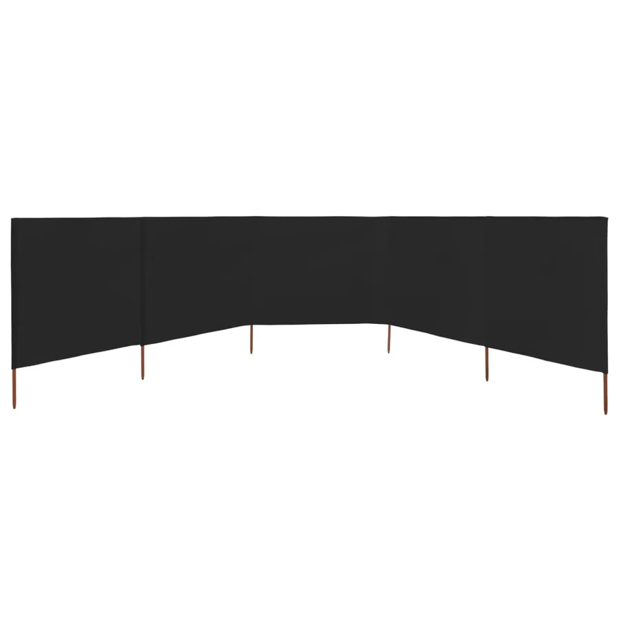 Paravent 5 panneaux Tissu 600 x 120 cm Noir - 3