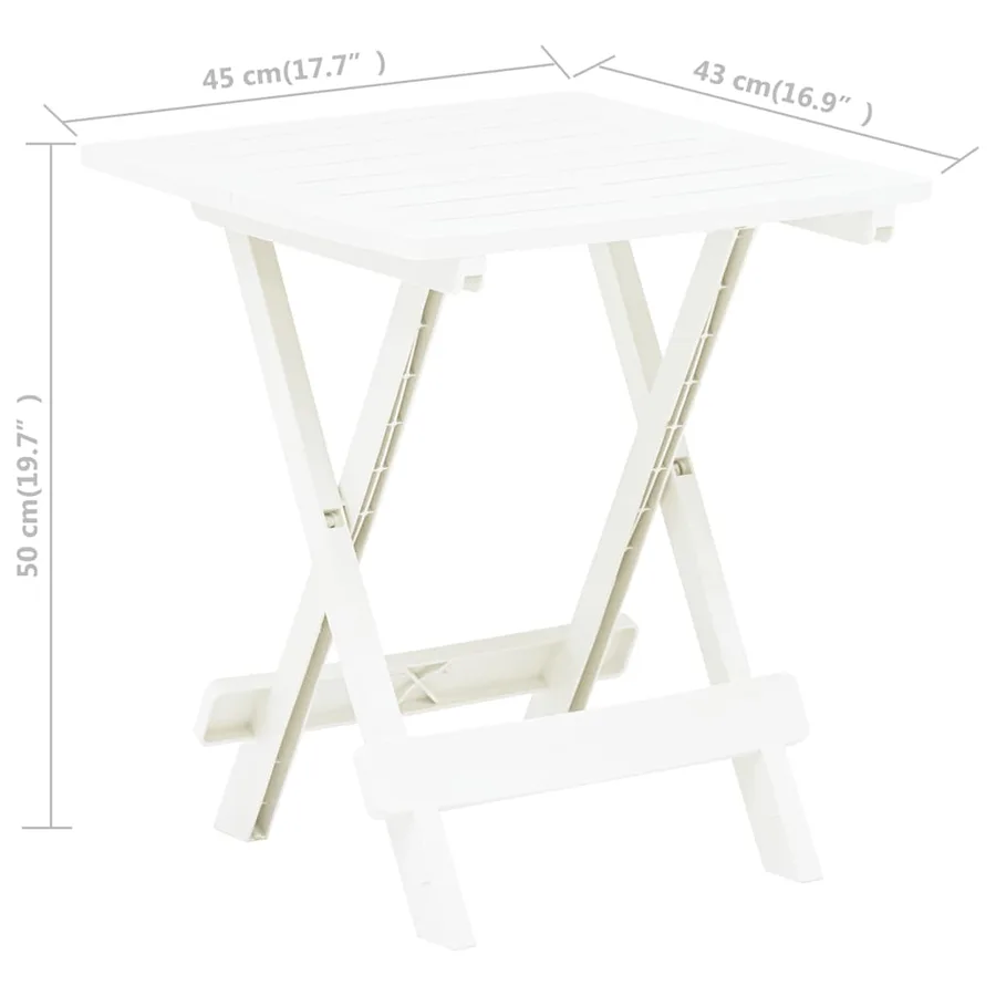 Table pliable de jardin blanc 45x43x50 cm plastique - 7