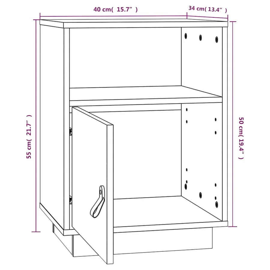 Tables de chevet 2 pcs 40x34x55 cm Bois de pin massif - 11
