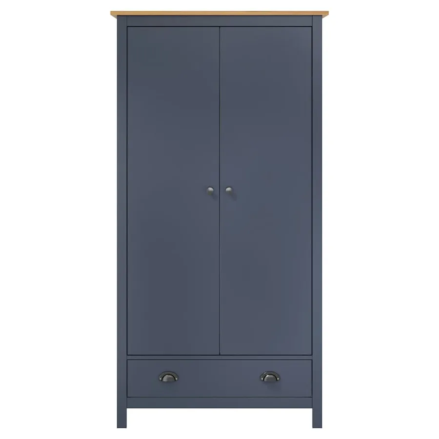 Garde-robe à 2 portes Hill Gris 89x50x170cm Bois de pin solide - 2
