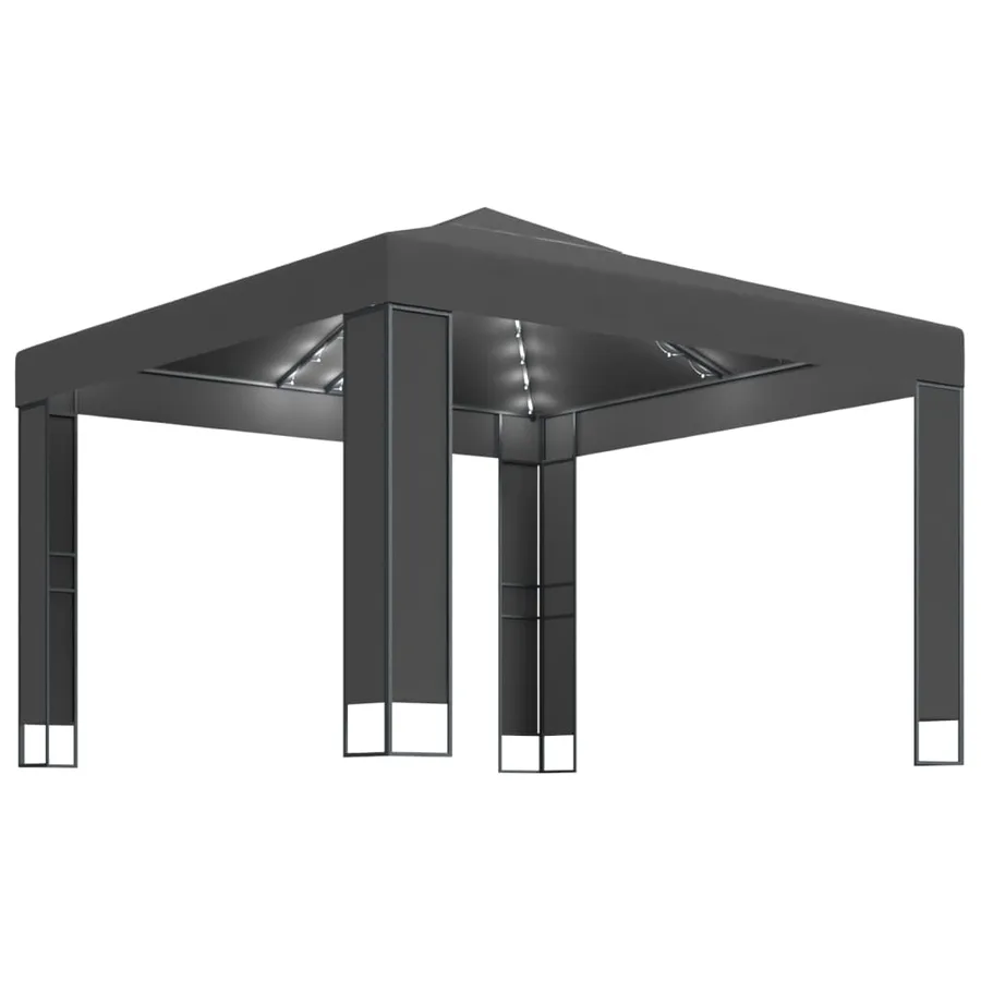 Tonnelle avec double toit et lumières LED 3x3 m Anthracite - 2