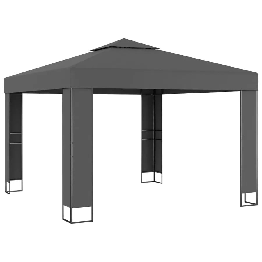 Tonnelle avec double toit et lumières LED 3x3 m Anthracite - 3