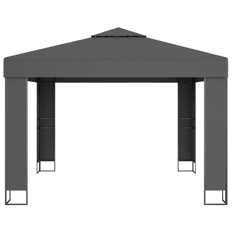 Tonnelle avec double toit et lumières LED 3x3 m Anthracite - 4