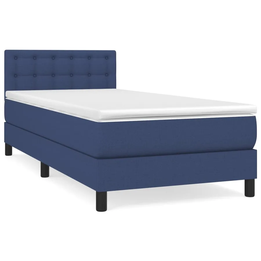 Sommier à lattes de lit avec matelas Bleu 100x200 cm Tissu - 2