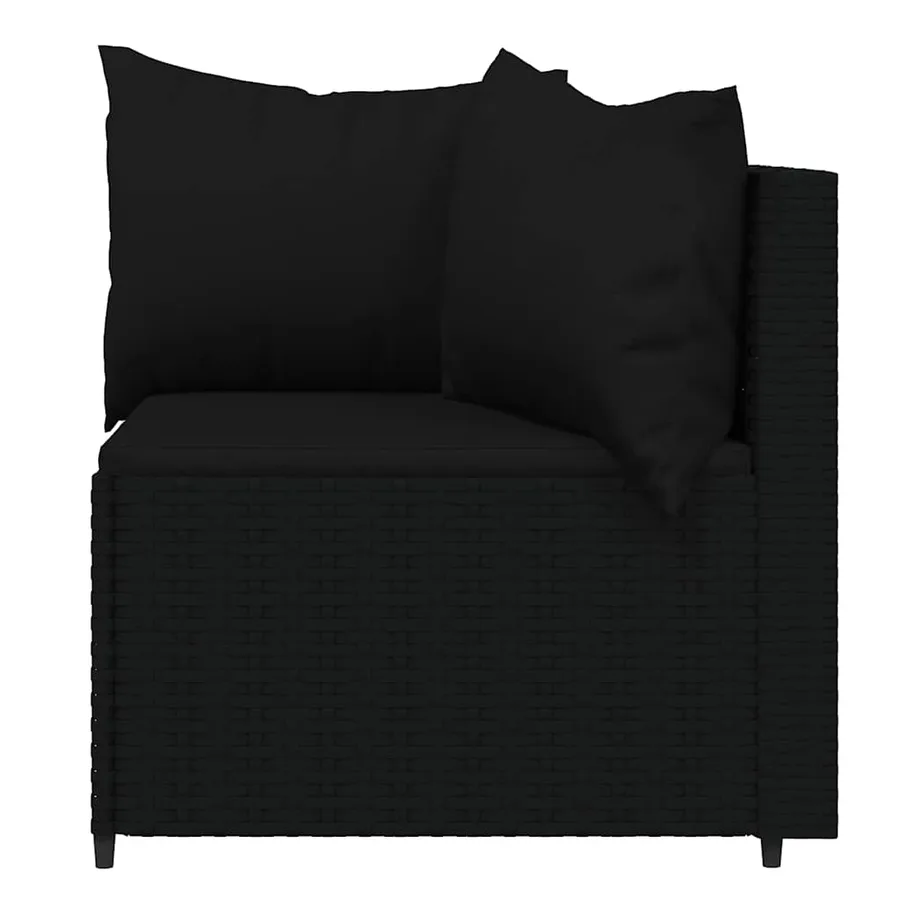 Salon de jardin 3 pcs avec coussins Noir Résine tressée - 7