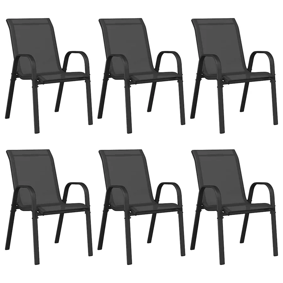 Chaises empilables de jardin lot de 6 Noir Tissu textilène - 2