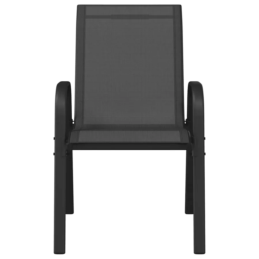 Chaises empilables de jardin lot de 6 Noir Tissu textilène - 4