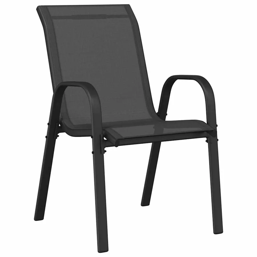 Chaises empilables de jardin lot de 6 Noir Tissu textilène - 5