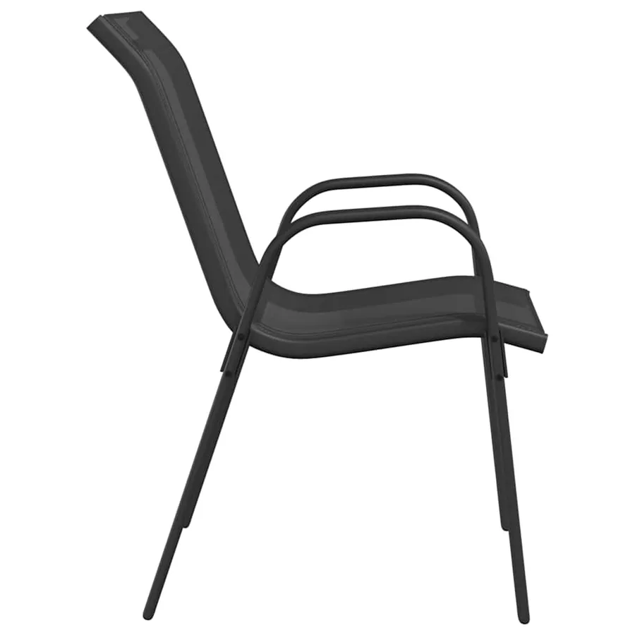 Chaises empilables de jardin lot de 6 Noir Tissu textilène - 6