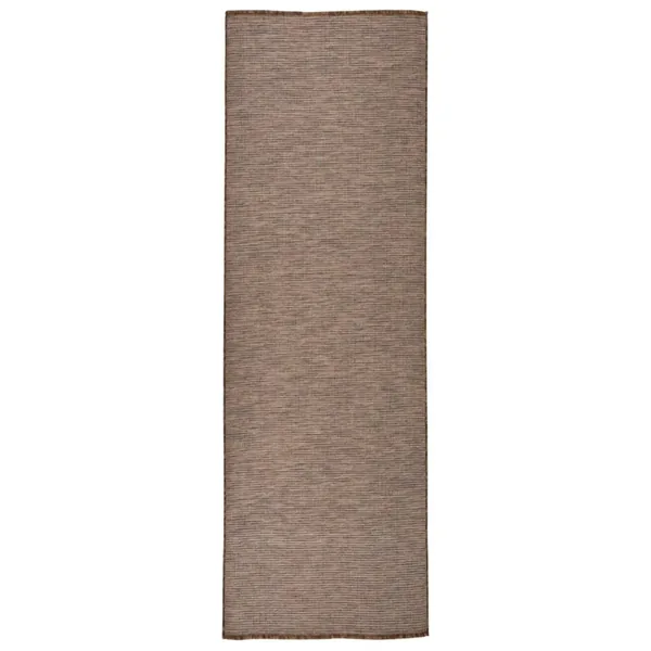 Tapis à tissage plat d'extérieur 80x250 cm Marron