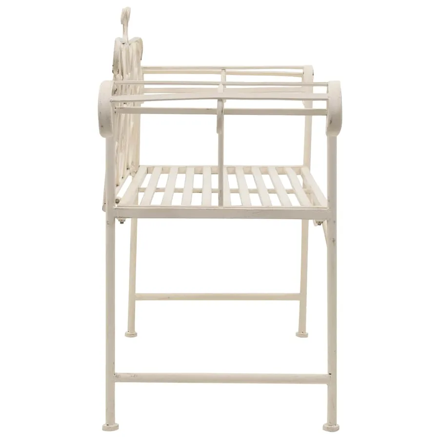 Banc de jardin 132 cm Métal Antique Blanc - 3