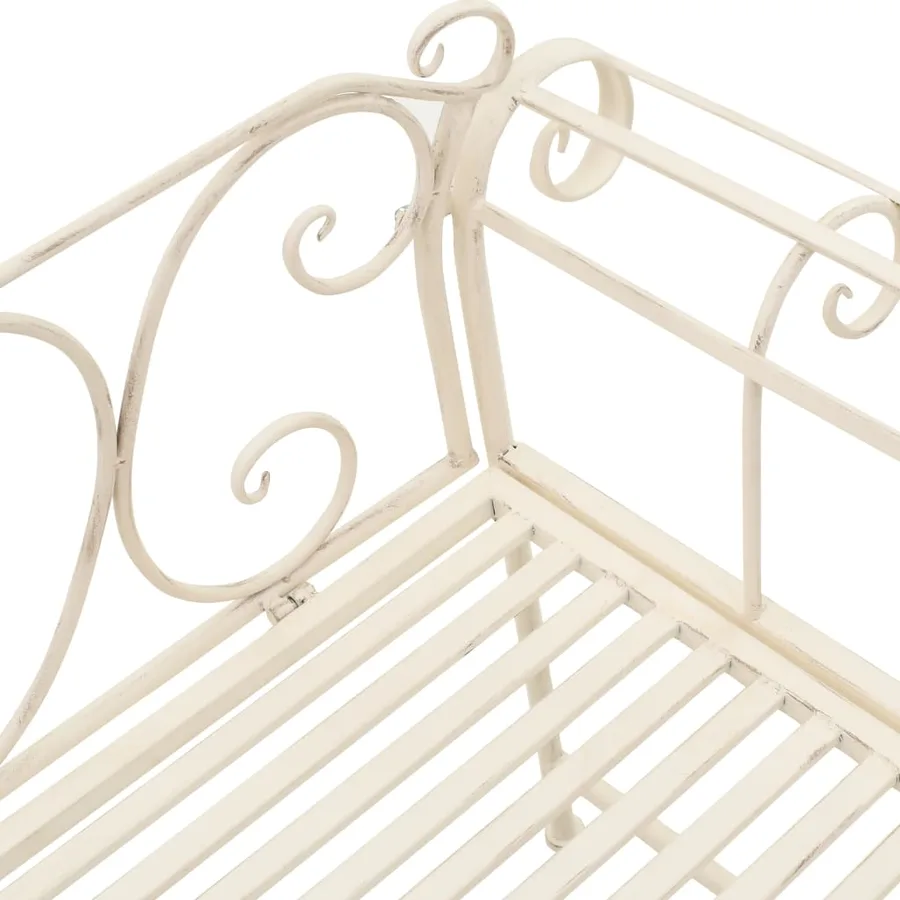 Banc de jardin 132 cm Métal Antique Blanc - 5