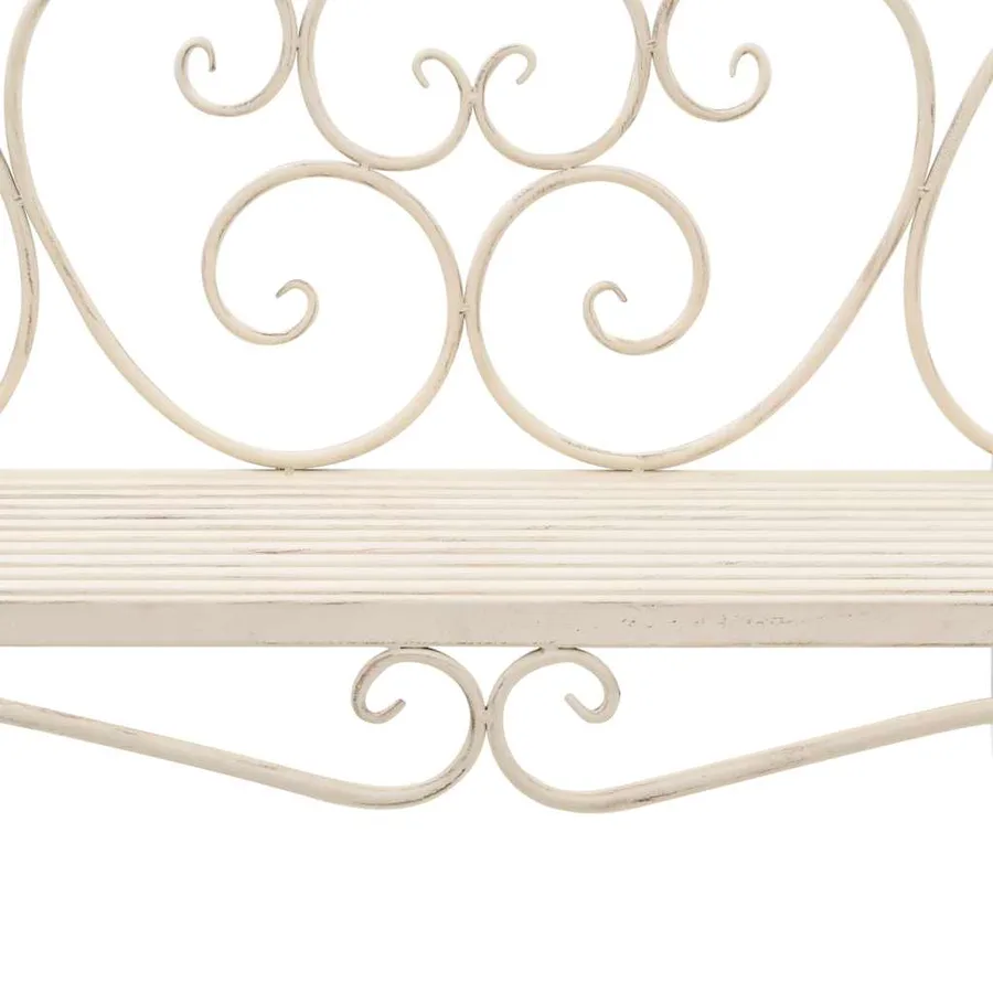 Banc de jardin 132 cm Métal Antique Blanc - 6