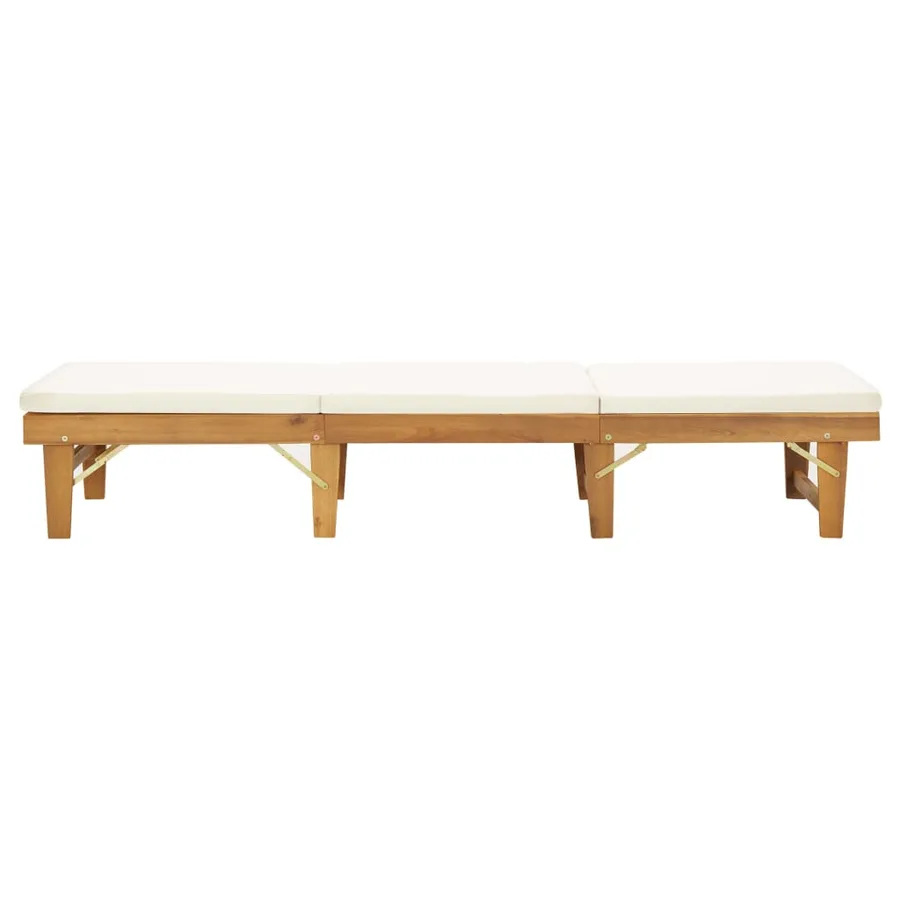 Chaise longue pliante avec coussin Bois d'acacia solide - 4