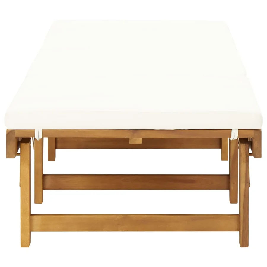 Chaise longue pliante avec coussin Bois d'acacia solide - 5