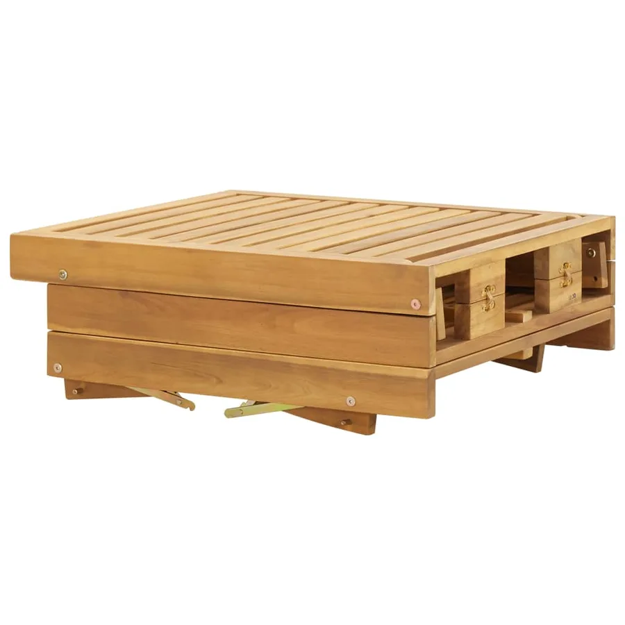 Chaise longue pliante avec coussin Bois d'acacia solide - 6