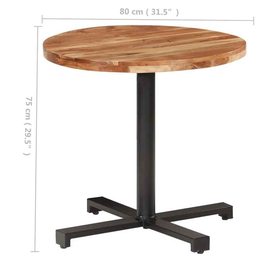 Table de bistro Ronde Ø80x75 cm Bois d'acacia massif - 6