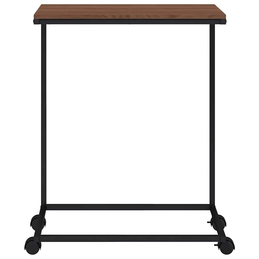 Table d'appoint avec roues noir 55x35x70 cm bois d'ingénierie - 4