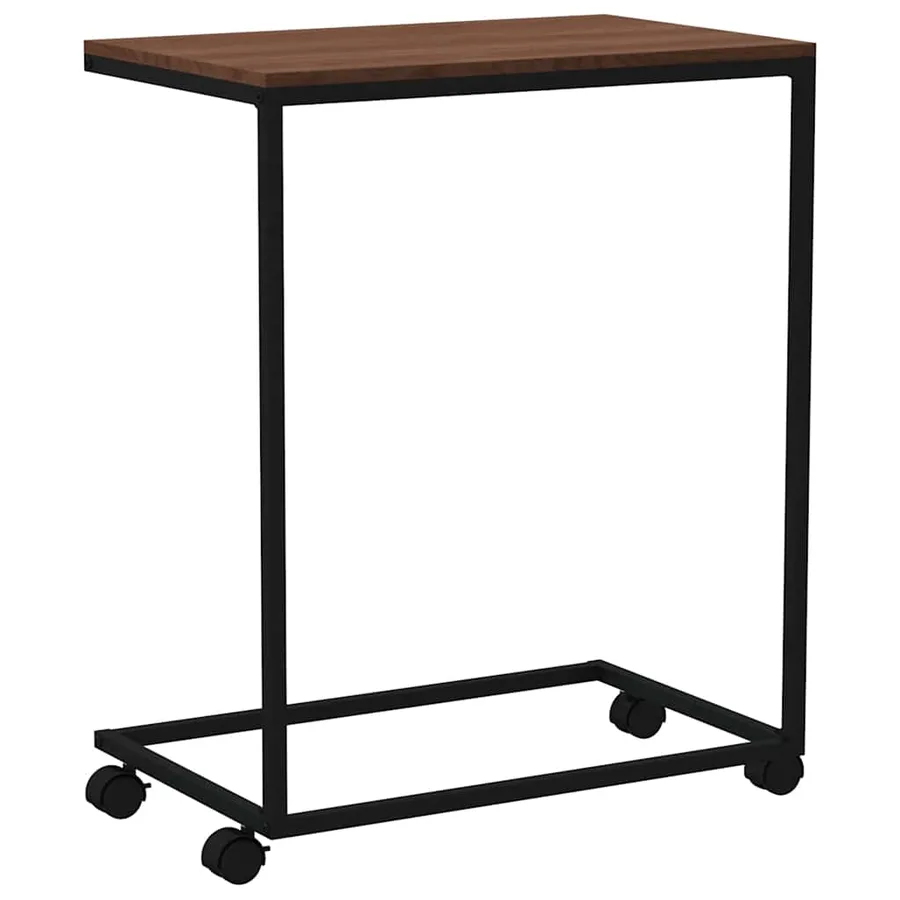 Table d'appoint avec roues noir 55x35x70 cm bois d'ingénierie - 6