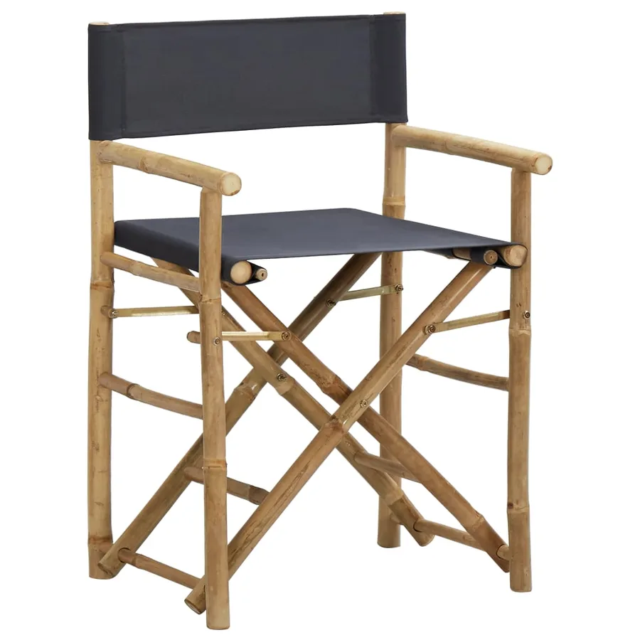 Chaises pliables de directeur lot de 2 Gris foncé Bambou tissu - 2
