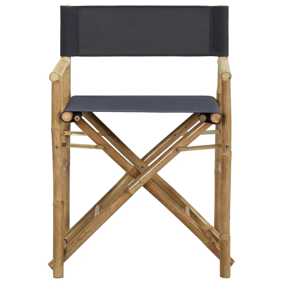 Chaises pliables de directeur lot de 2 Gris foncé Bambou tissu - 3