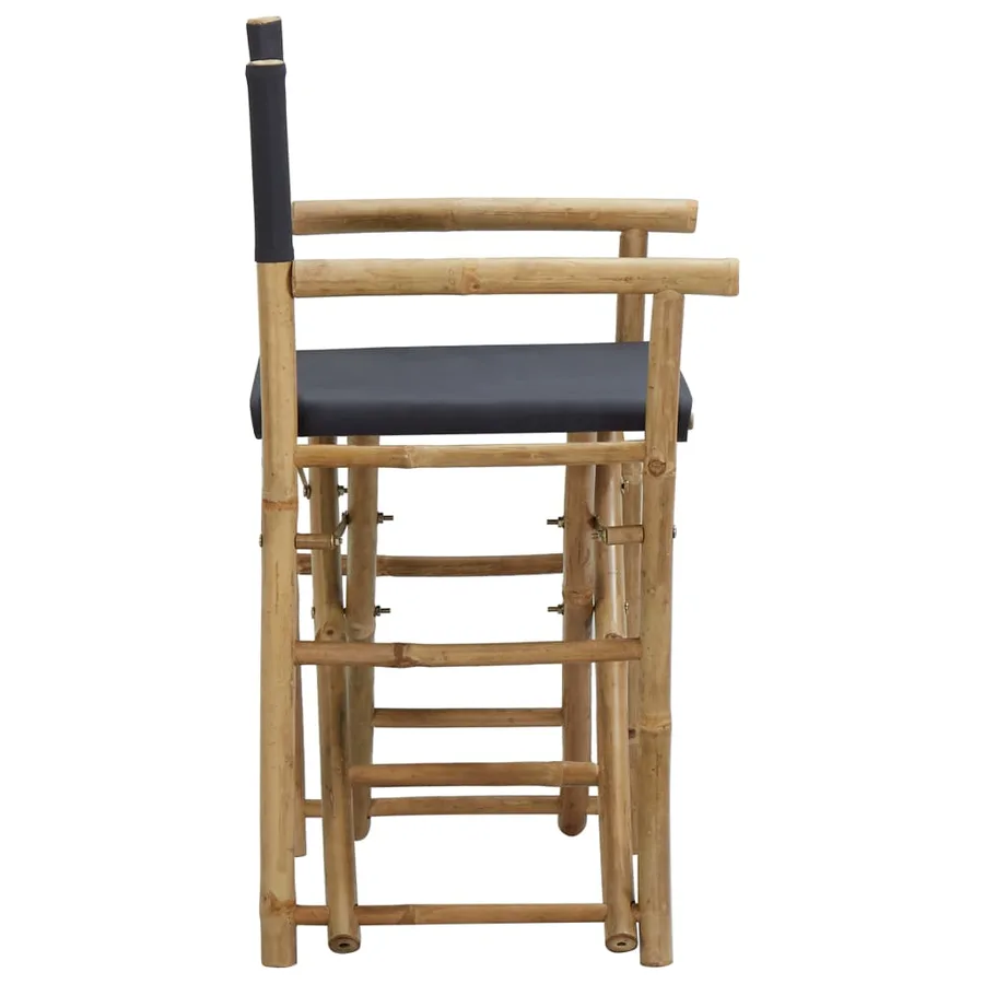 Chaises pliables de directeur lot de 2 Gris foncé Bambou tissu - 4