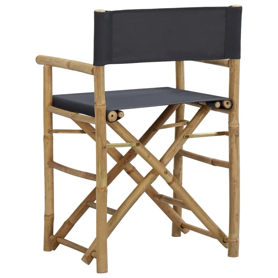 Chaises pliables de directeur lot de 2 Gris foncé Bambou tissu - 5