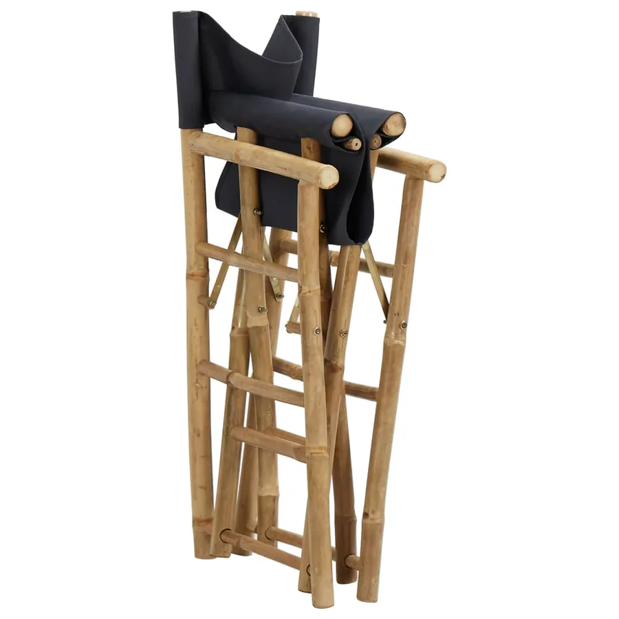 Chaises pliables de directeur lot de 2 Gris foncé Bambou tissu - 6