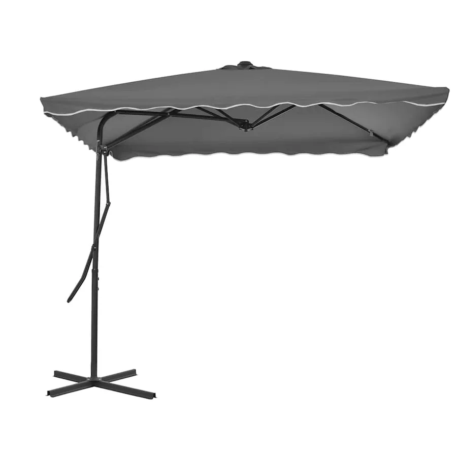Parasol d'extérieur avec mât en acier 250 x 250 cm Anthracite - 2