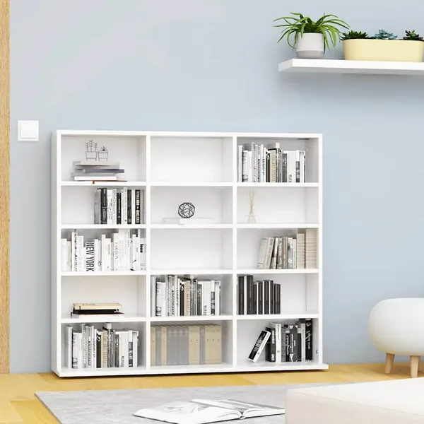 Armoire à CD Blanc 100x23x89,5 cm Bois d’ingénierie