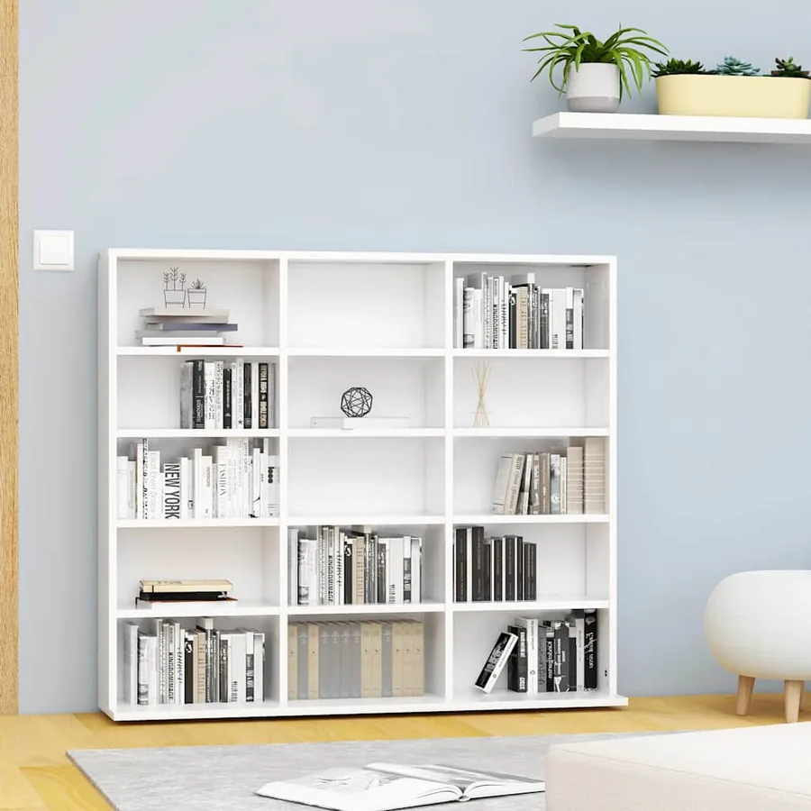 Armoire à CD Blanc 100x23x89,5 cm Bois d’ingénierie