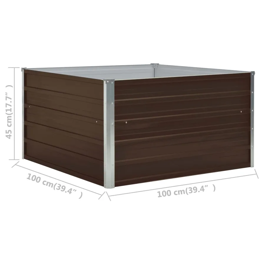 Jardinière 100 x 100 x 45 cm Acier galvanisé Marron - 6