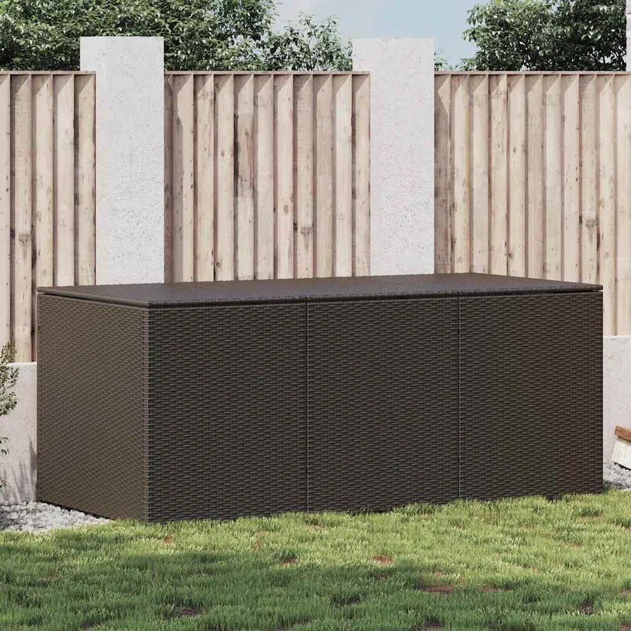 Boîte de rangement de jardin résine tressée 180x90x70 cm marron