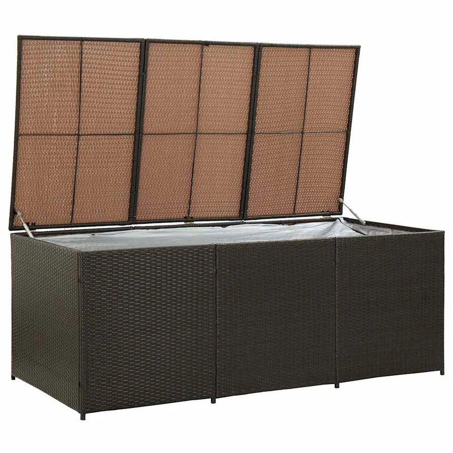 Boîte de rangement de jardin résine tressée 180x90x70 cm marron - 3