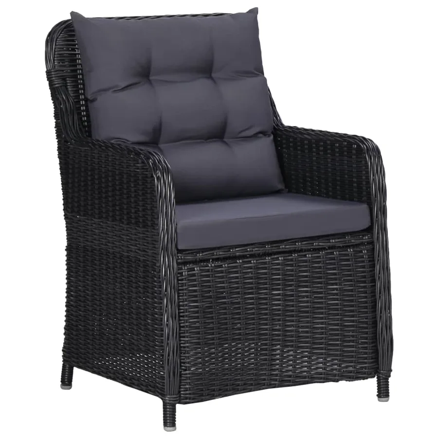 Chaises de jardin lot de 2 avec coussins Résine tressée Noir - 2