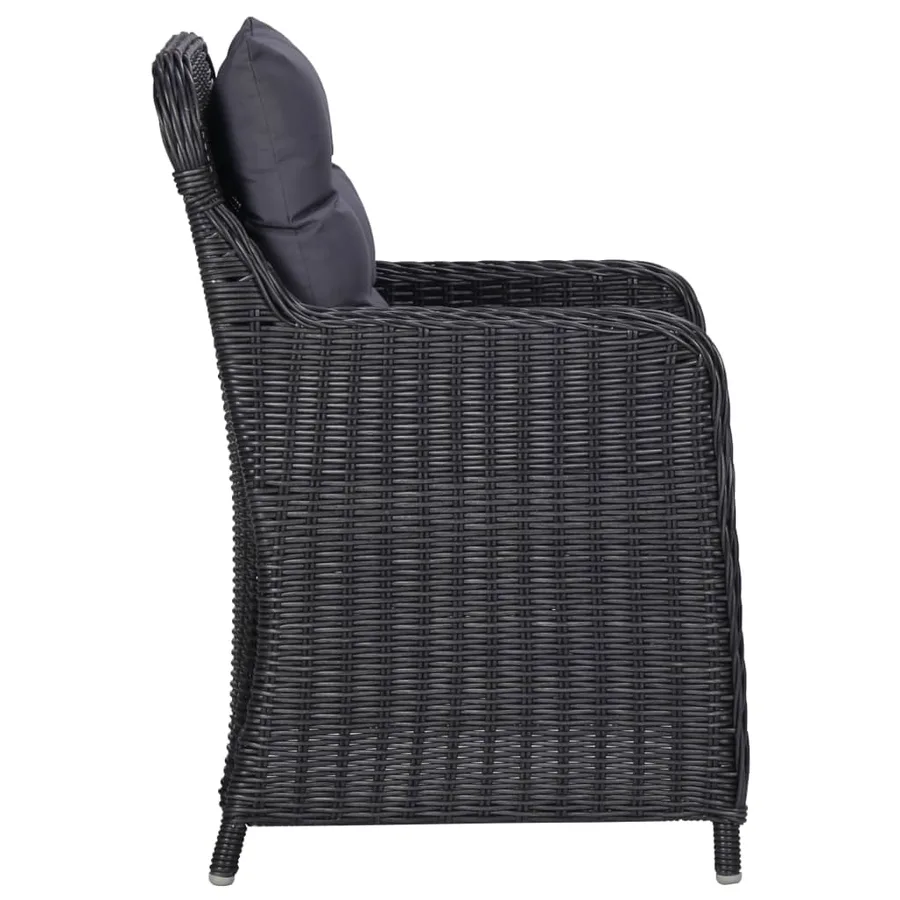 Chaises de jardin lot de 2 avec coussins Résine tressée Noir - 4