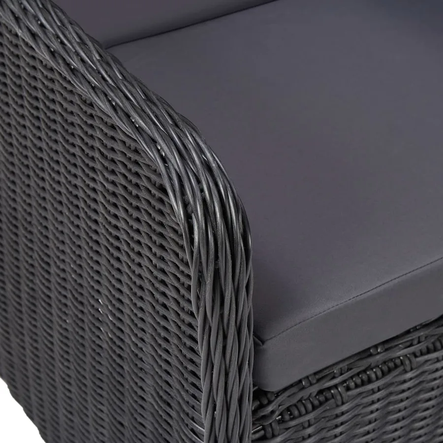 Chaises de jardin lot de 2 avec coussins Résine tressée Noir - 6