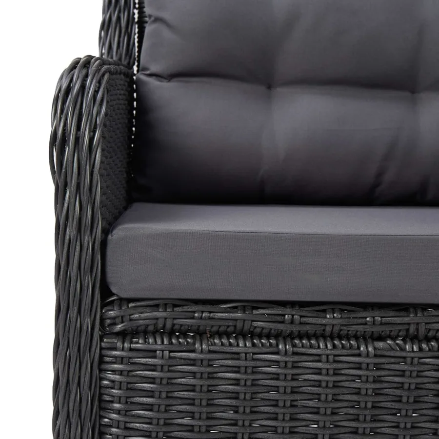 Chaises de jardin lot de 2 avec coussins Résine tressée Noir - 7