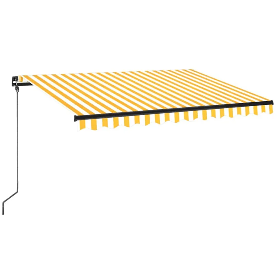 Auvent manuel rétractable avec LED 350x250 cm Jaune et blanc - 2