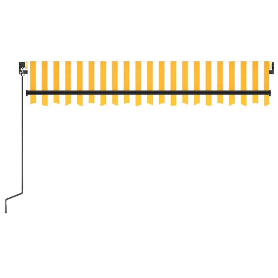 Auvent manuel rétractable avec LED 350x250 cm Jaune et blanc - 4