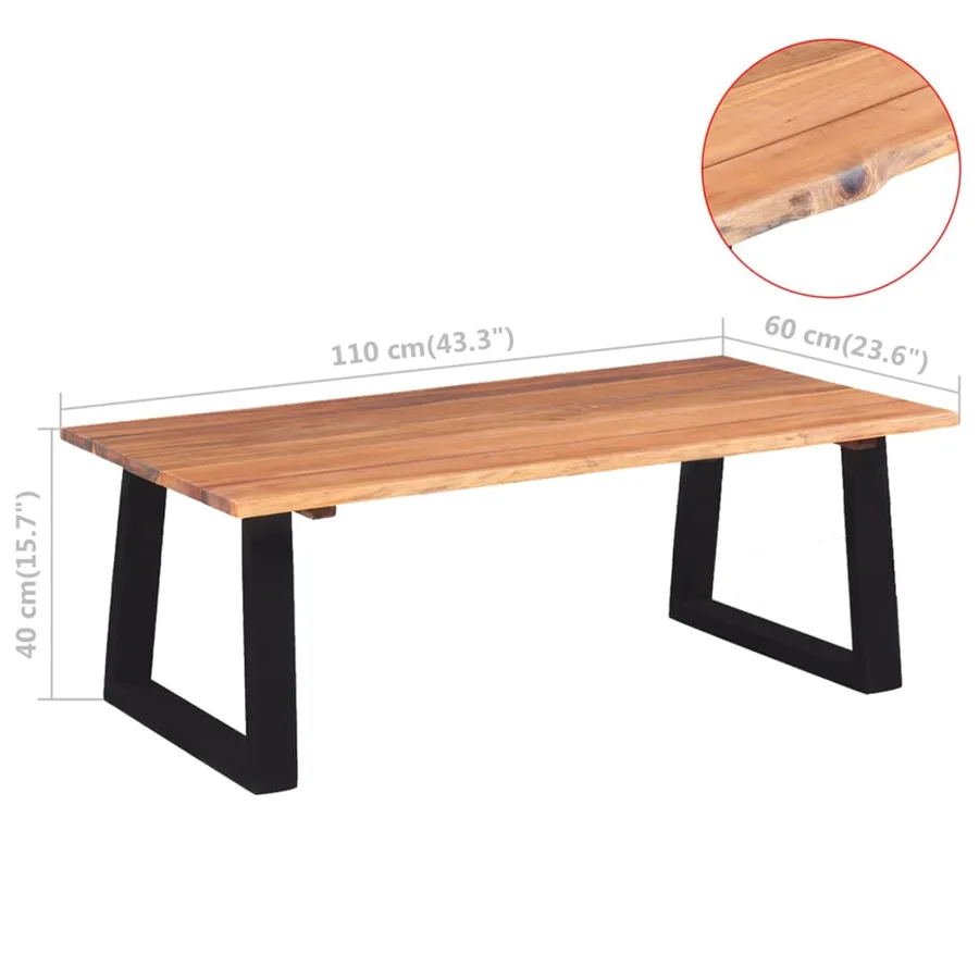 Table basse Bois d'acacia massif 110x60x40 cm - 7