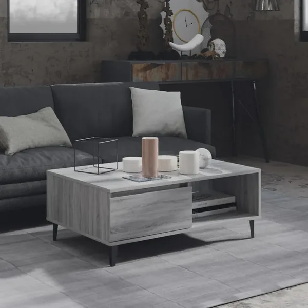 Table basse sonoma gris 90x60x35 cm bois d'ingénierie