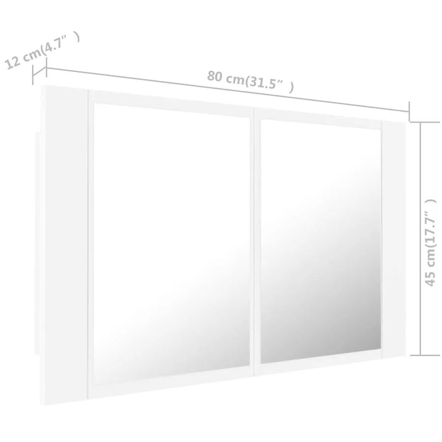 Armoire salle de bain à miroir LED Blanc 80x12x45 cm Acrylique - 17