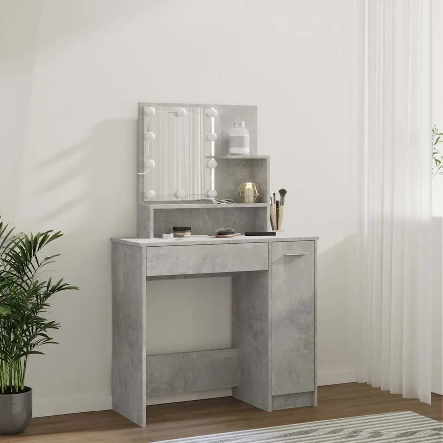 Coiffeuse avec LED Gris béton 86,5x35x136 cm - 16