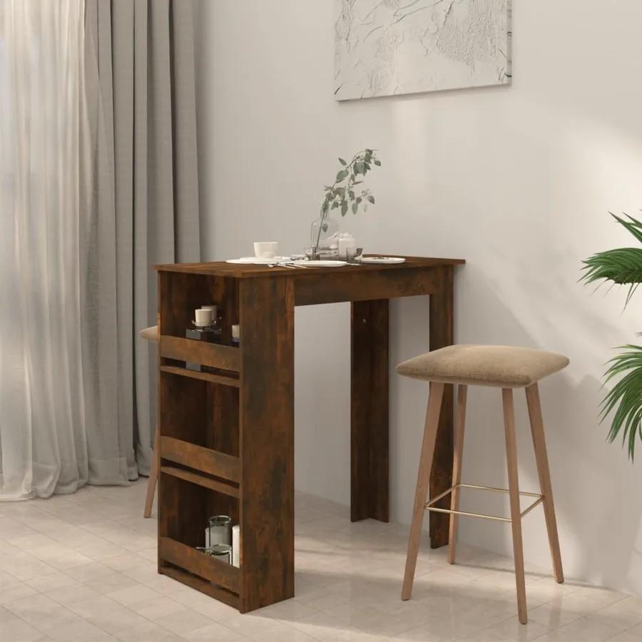 Table de bar et étagère de rangement Chêne fumé 102x50x103,5 cm - 3