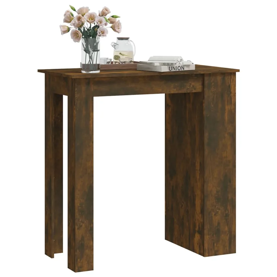 Table de bar et étagère de rangement Chêne fumé 102x50x103,5 cm - 4