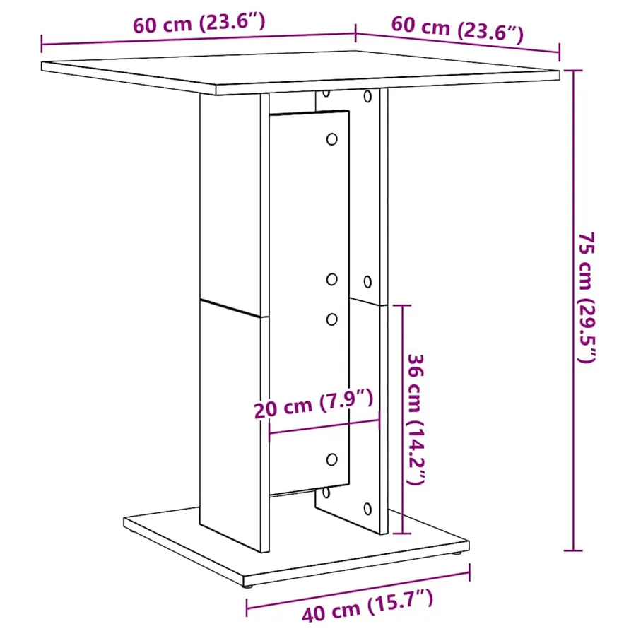 Table de bistro Sonoma gris 60x60x75 cm Bois d'ingénierie - 8