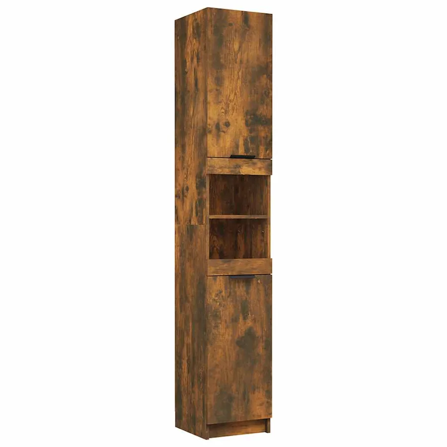 Armoire de bain Chêne fumé 32x34x188,5 cm Bois d'ingénierie - 2