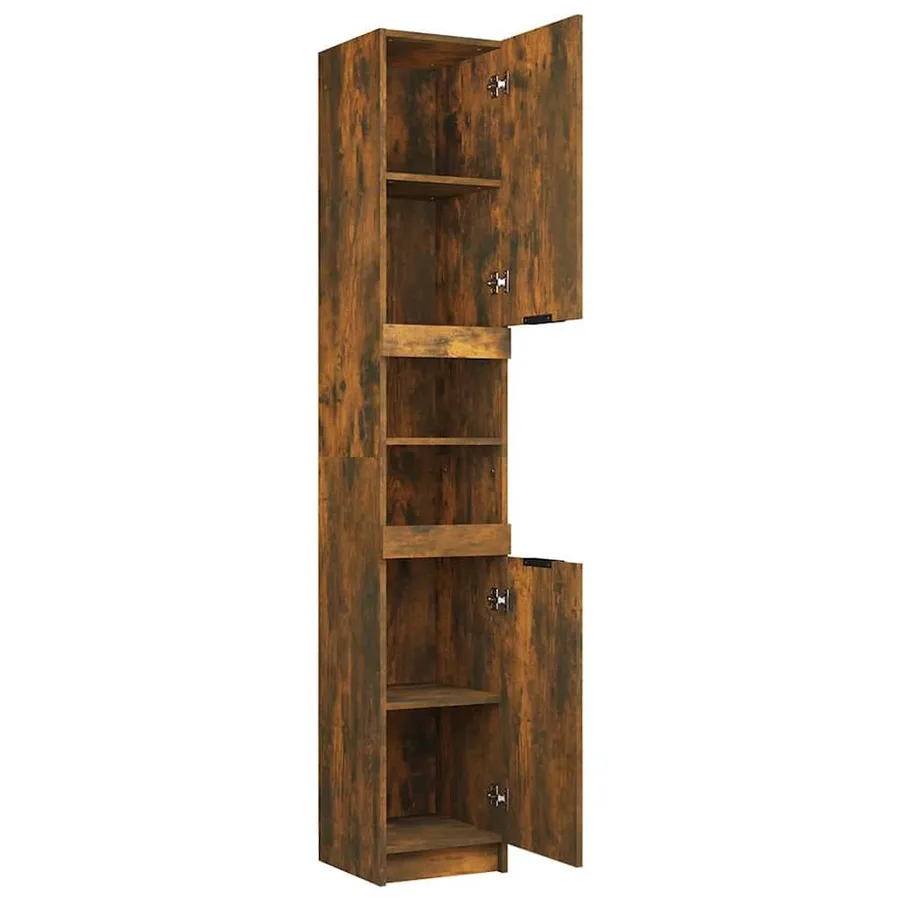 Armoire de bain Chêne fumé 32x34x188,5 cm Bois d'ingénierie - 8
