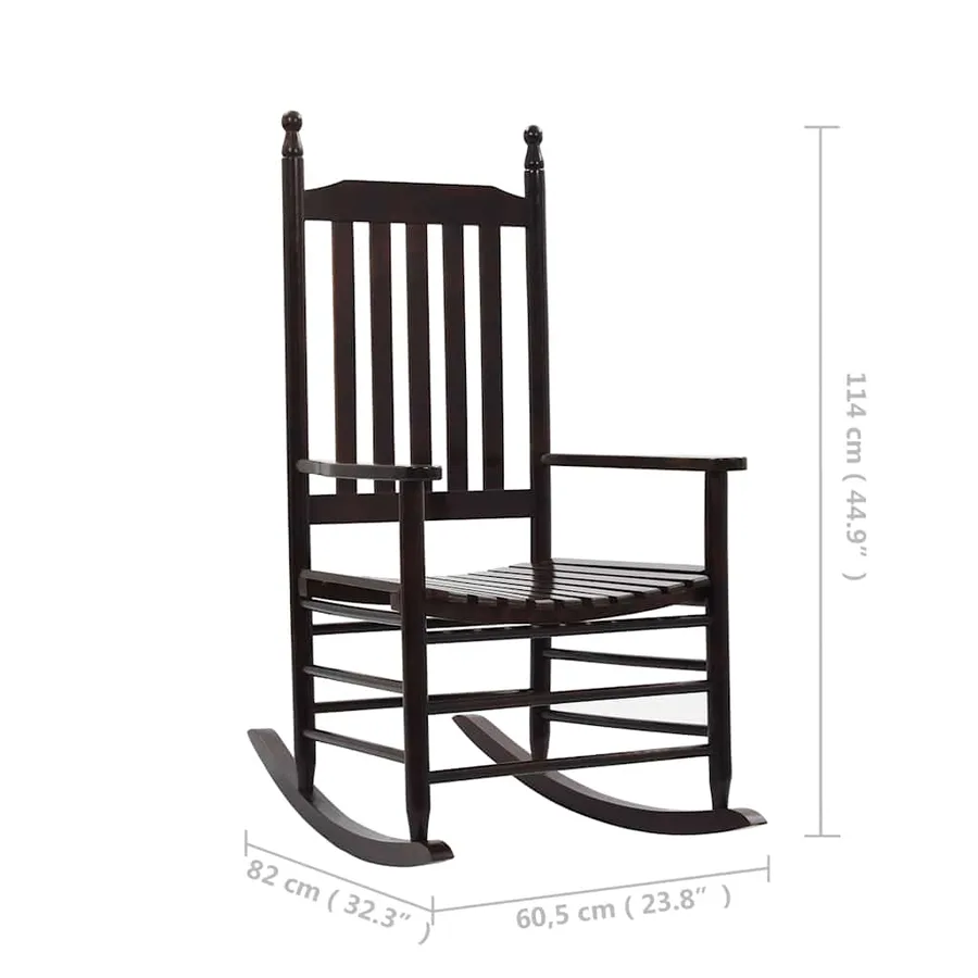 Chaise à bascule avec siège incurvé Marron Bois de peuplier - 8